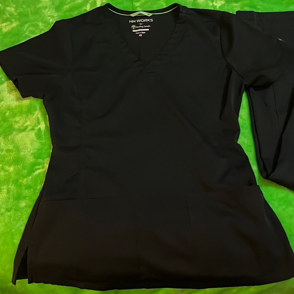 HH WORKS by Healing hands, BLACK SET, XS, flared legs for bottoms